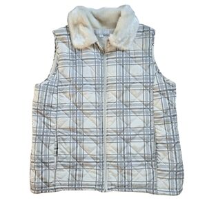 Carolyn Taylor Plaid Quilted Puffer Vest Women's Size XL